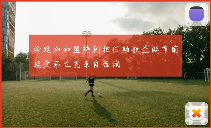 海廷加加盟热刺担任助教圣诞节前接受弗兰克亲自面试